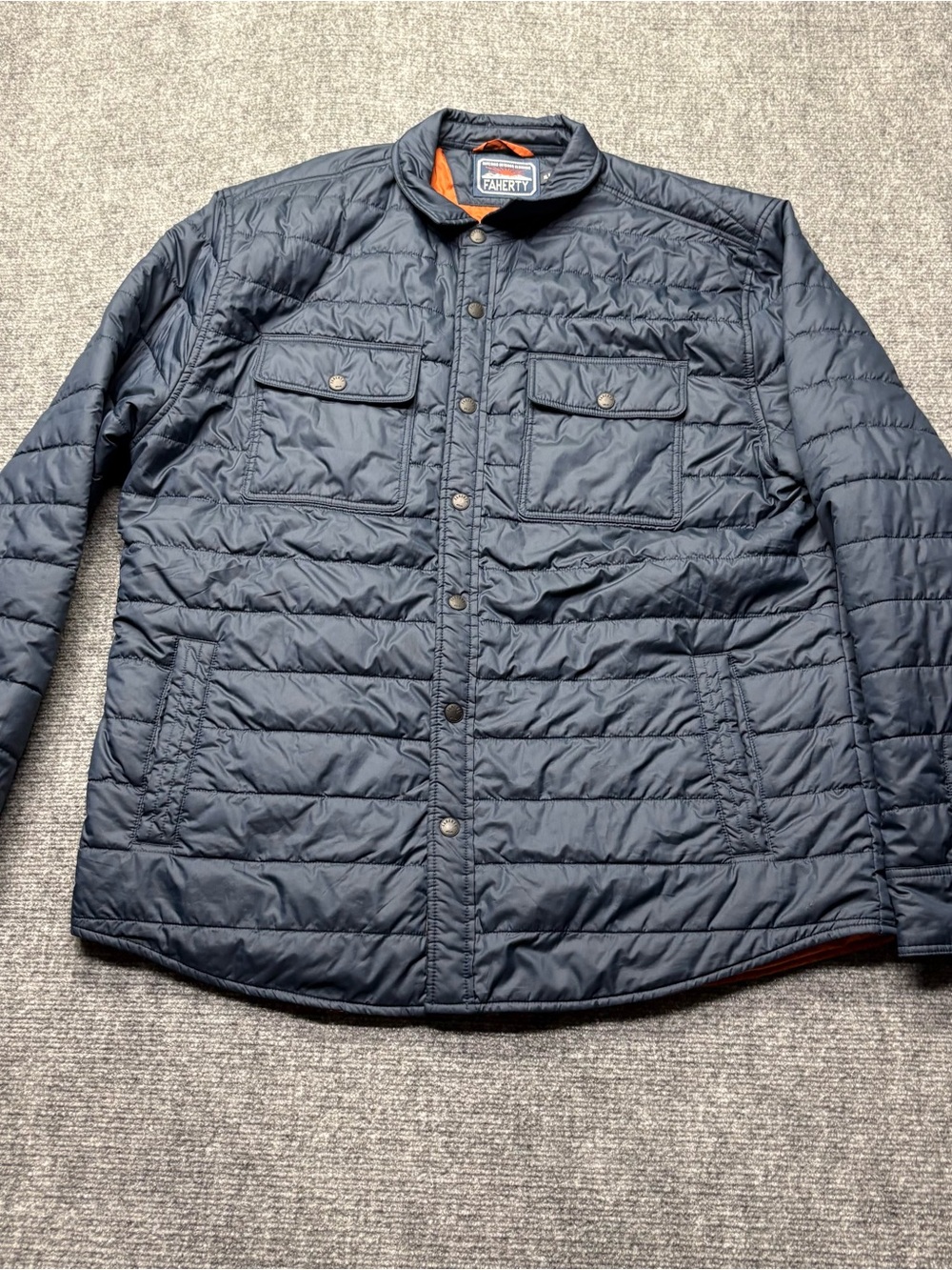Faherty Mens Atmosphere Shirt Jacket Mens XL Blue Quilted